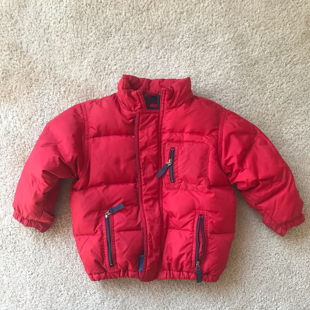 Gap toddler boy coat- red with blue lining